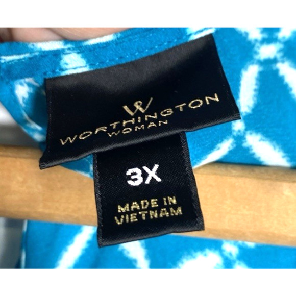 Worthington 3X Tunic Top Tank Blue White Layered Chiffon Coastal Beachy Preppy - Picture 6 of 9